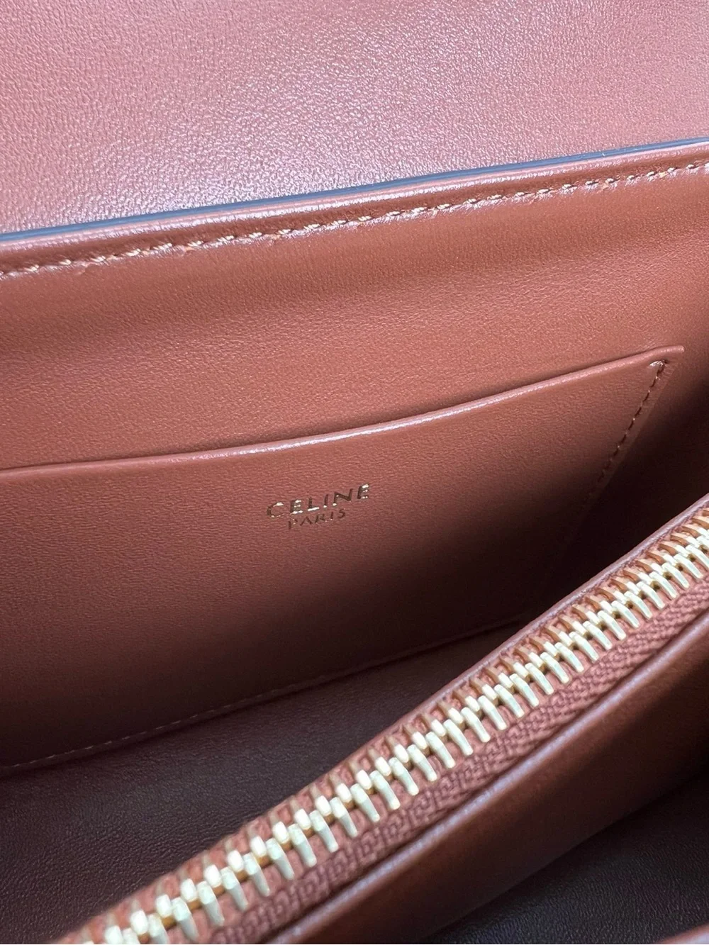 Celine Triomphe Top Handle Satchel in Brown with Gold Hardware